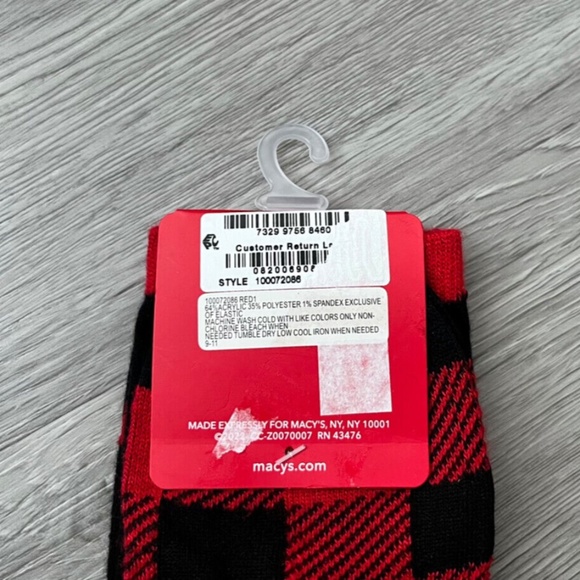 Charter Club Women's Holiday Crew Socks - Moose - Black & Red Buffalo Plaid - Picture 6 of 6